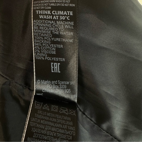 M&S Womens Leather Jacket size 6 Black Side Full Zipper Polyester Blend … - Picture 13 of 14